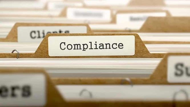Compliance Concept. Word on Folder Register of Card Index. Selective Focus