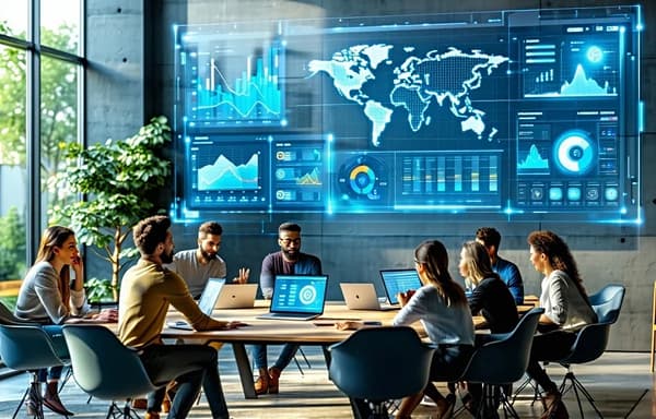 A modern office environment with a sleek minimalist design