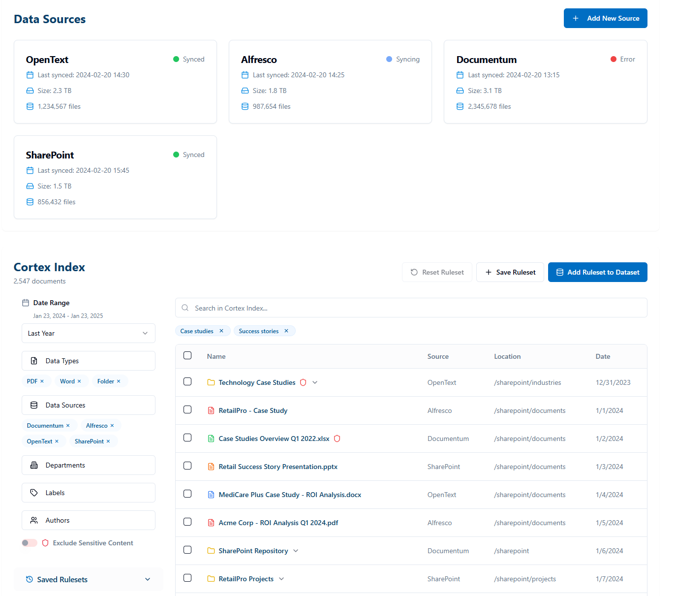 Knodle dataset management screenshot