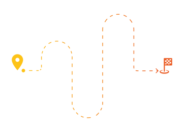 Image symbolizing a migration showing a dotted line from a to b